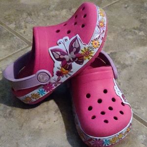 Pink Butterfly Floral Crocs